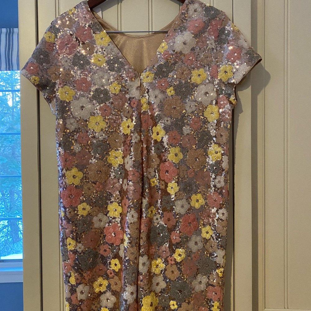 Fate Floral Sequin Dress - Yellow, Pink, Gray